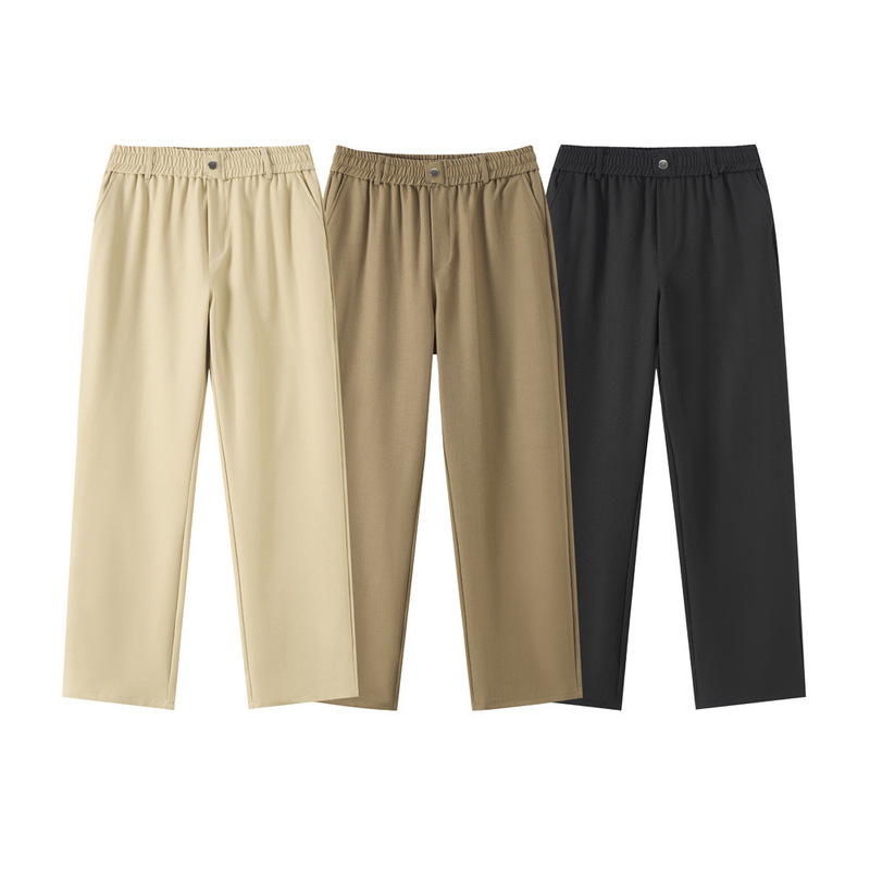 2026 New American High Street Fashion Silhouette Trousers, Black Thin Casual Pants, Unisex Straight-Leg Slightly Flared Summer Pants