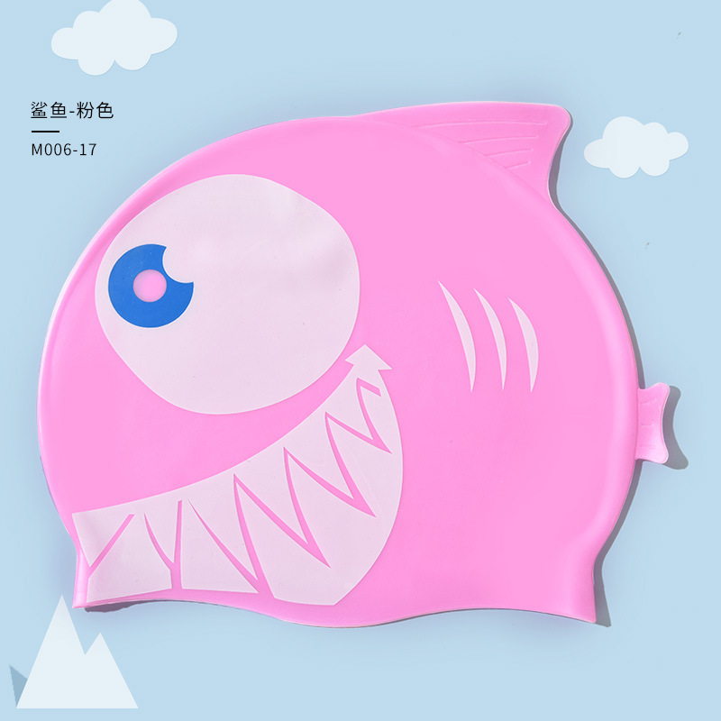 Sombreros de baño de silicona para niños y niñas, dibujos animados, protección de oídos impermeable universal, cabello largo cómodo, sombreros de baño para niños