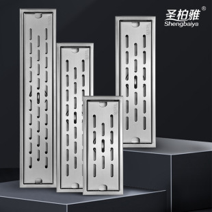 Hotel shower room rectangular floor drain 304 stainless steel deodorant floor drain project large displacement strip floor drain