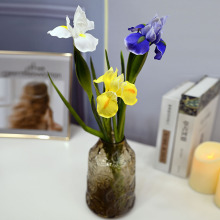 高档仿真花PU鸢尾花客厅电视柜摆设爱丽丝餐桌家居装饰假花艺摆件