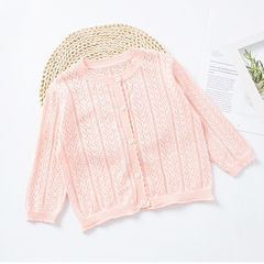 嬰兒針織開衫女童空調衫夏季薄款上衣寶寶防曬服中小童長袖外套