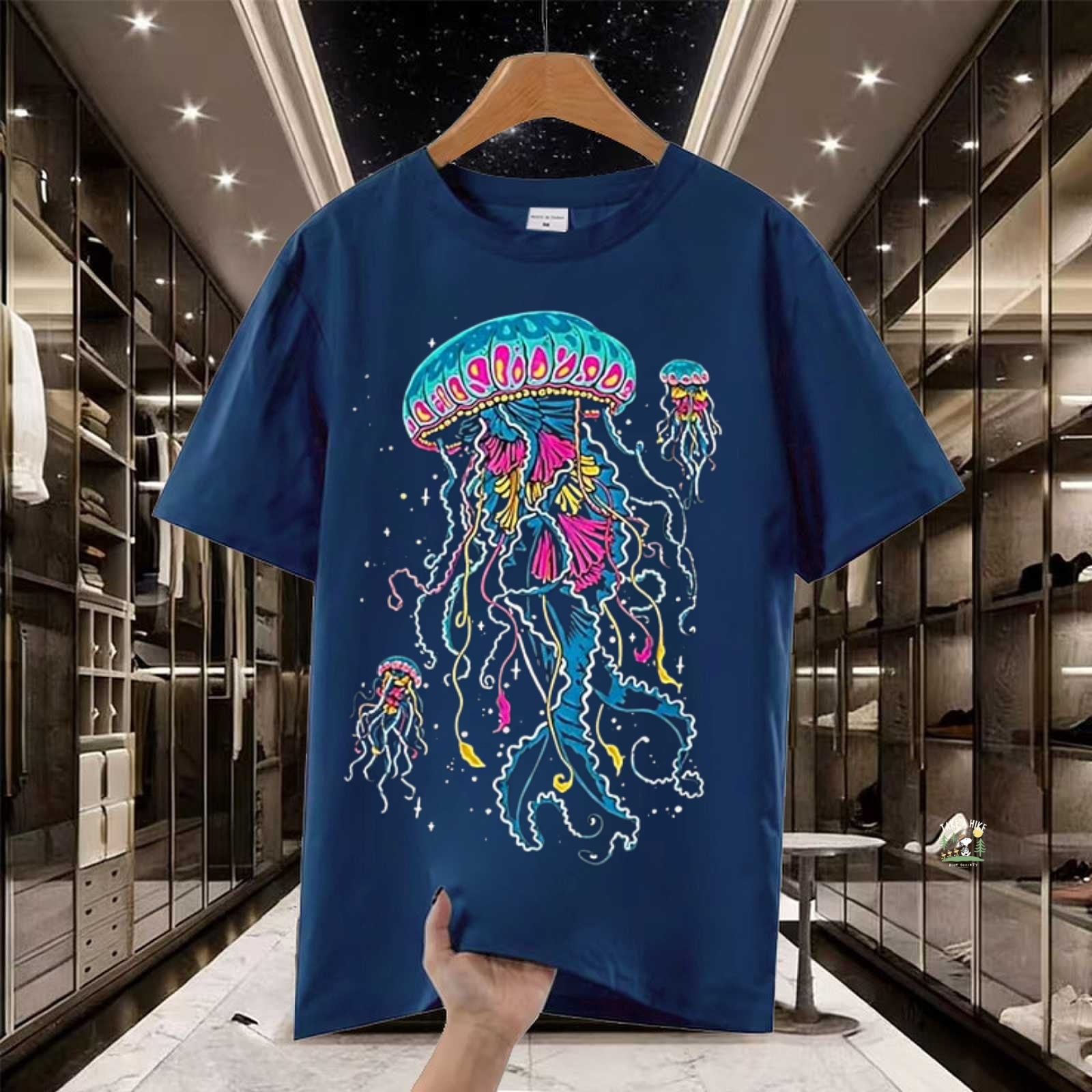 2026 Neon Jellyfish Printed Short-sleeved T-shirt, American Retro Street Style Men's And Women's Same Top_viptrois.com