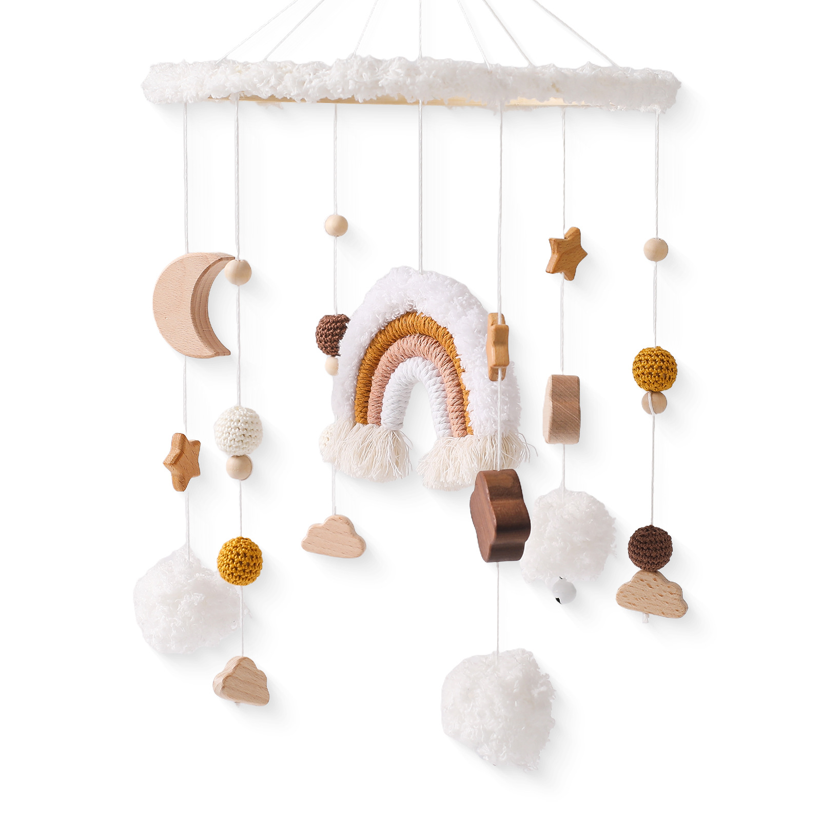 Estilo nórdico habitación de los niños adornos de ganchillo recién nacido bebé cuna adornos coordinación ojo mano ganchillo muñeca cama campana