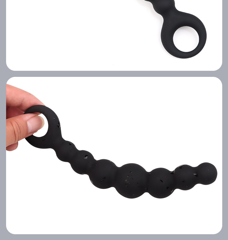 YN-3317 Silicone Anal Beads with Rolling Ball Massager, Manual Control, Black — detail image 12