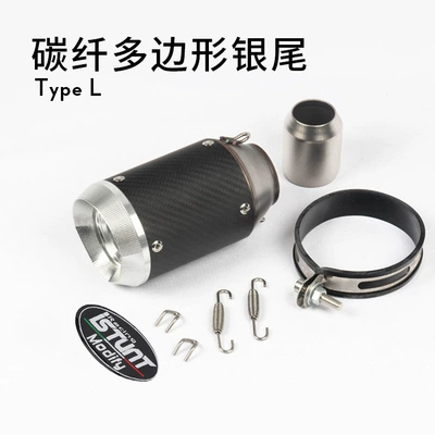 Suitable for R1 Zx6R Exhaust pipe - carbon-fiber-polygonal-silver-cap-labeling