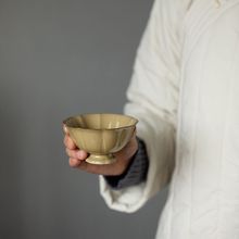 定窑黄 葵花茶杯 手工浮雕主人杯陶瓷品茗杯功夫茶具大号家用杯