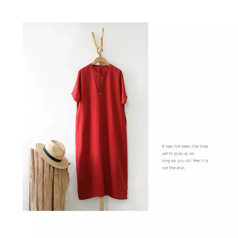 2024 весна и лето новые льняные повседневные расслабляительные литературные прохладные платья