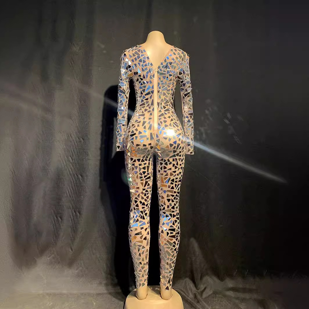 2023 nueva avanzada transfronteriza Venta caliente sexy grande lentejuelas de una sola pieza pantalones delgados stretch ropa de rendimiento de etapa para las mujeres