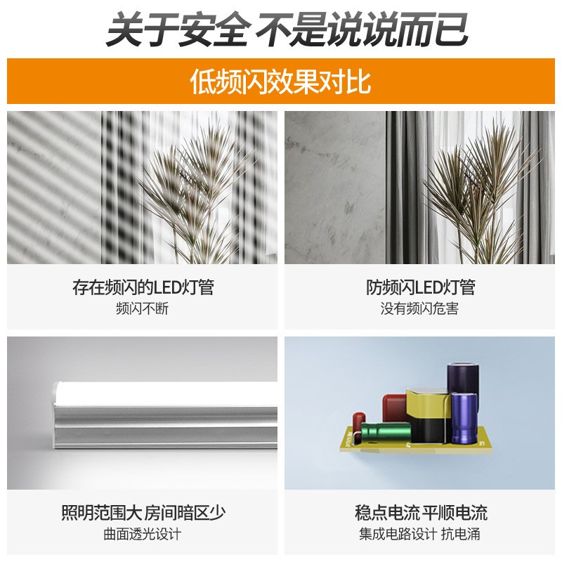 LED integrado T5 tubo de luz 1.2m 18w aluminio de plástico ahorro de energía luz fluorescente sala de exposiciones garaje soporte de lámpara de ingeniería tubo de luz