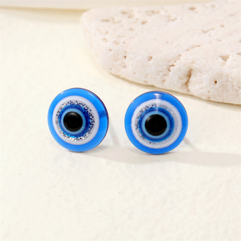 Pendientes De Ojo De Brillo Azul De Resina Simple Retro Pendientes De Ojo De Demonio De Moda Mujer display picture 4