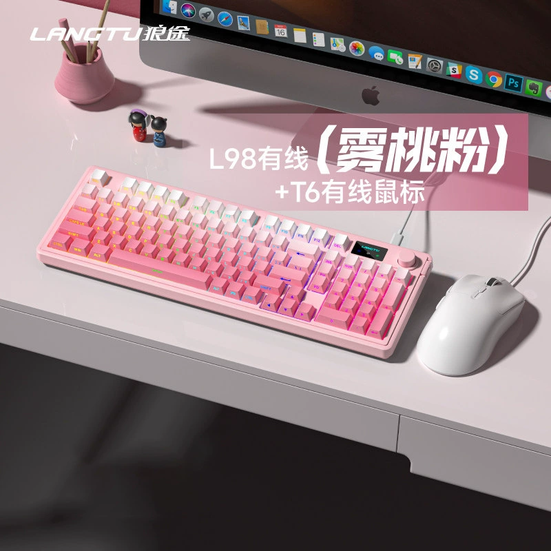 Волк L98 Проводной RGB высоко-значимый трехрежимный клавиатура Спортивная игра офис печать беспроводная тонкая пленка тихая клавиатура