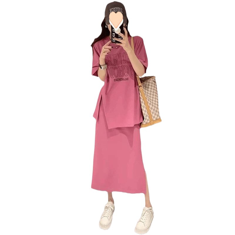 法式大码女装夏季时尚套装女欧洲站遮肚显瘦半身裙两件套|undefined