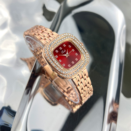 New Fashion Diamond Accented Personal Square Small Green Retro Cross-border Colorful Women's Watch Wholesale
