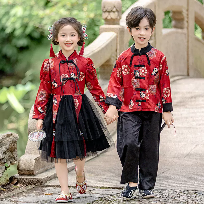男女宝宝中国风汉服古典洋气春秋季开笔礼幼儿园国学朗诵服表演服