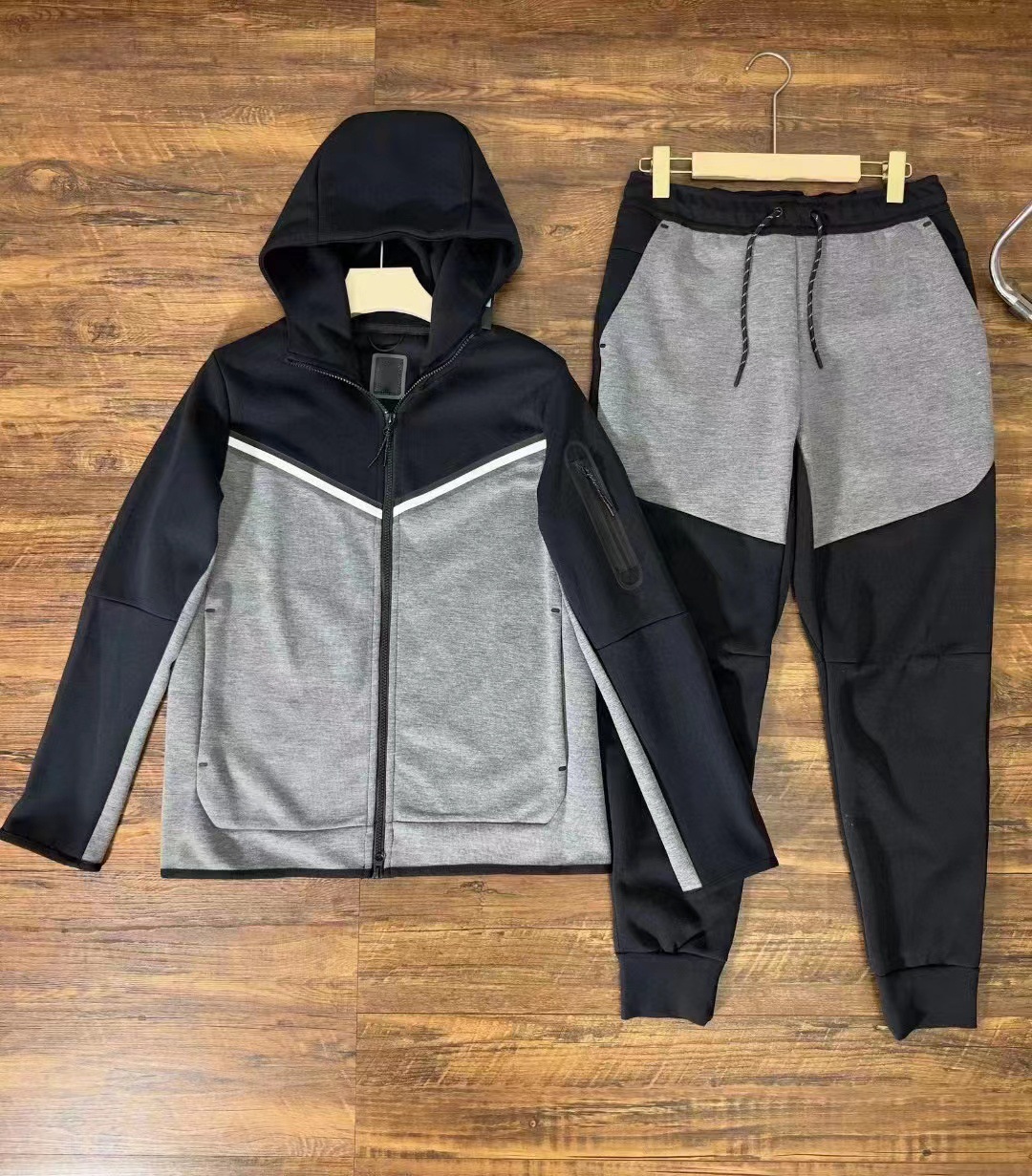 Men's Clothing men's spring and autumn jacket trousers hooded sports casual suit_voghion.com