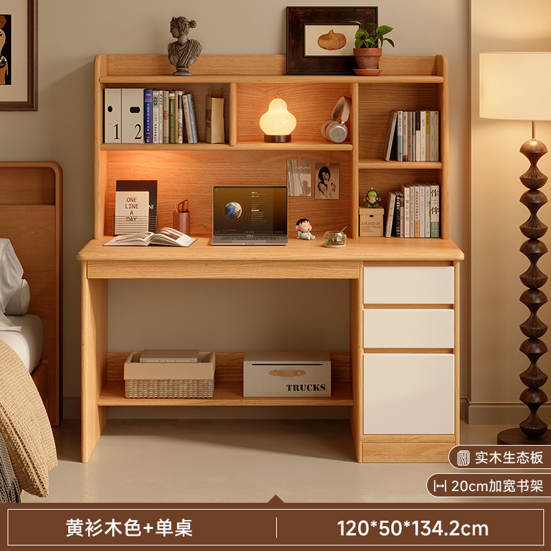 Escritorio de computadora de madera maciza de estilo antiguo Escritorio de escritorio Escritorio de dormitorio doméstico Escritorio de estudio de lectura retro Escritorio Estantería de escritorio