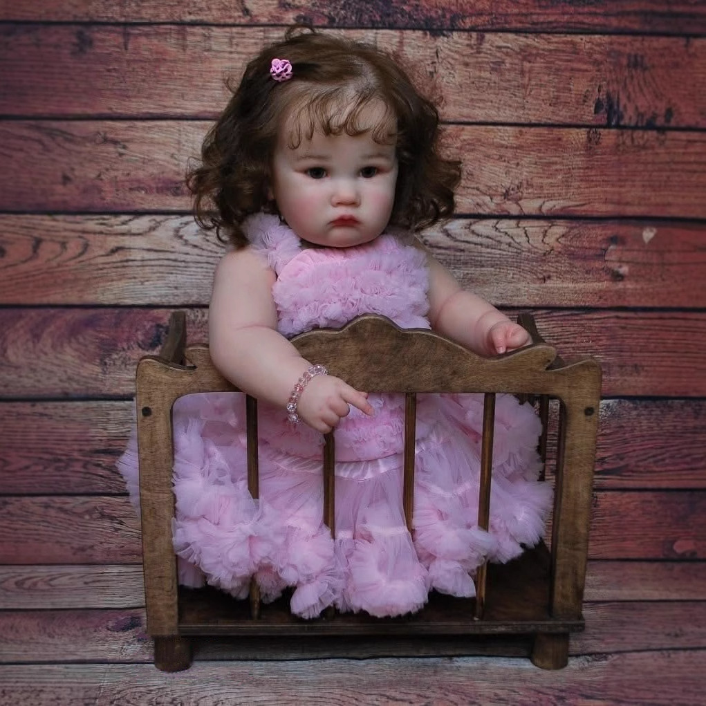 NPK24inch vestido rosa Charlotte simulación niña bebé renacimiento muñeca fuente de comercio electrónico transfronterizo