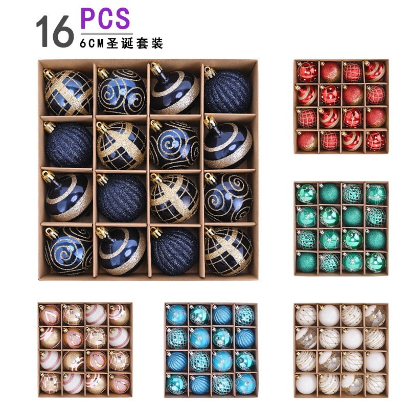 Cross-border Christmas new 6cm/16PCs Christmas ball color plating Christmas ball set Christmas tree pendant decoration Cross-border Christmas new 6cm/16PCs Christmas ball color plating Christmas ball set Christmas tree pendant decoration