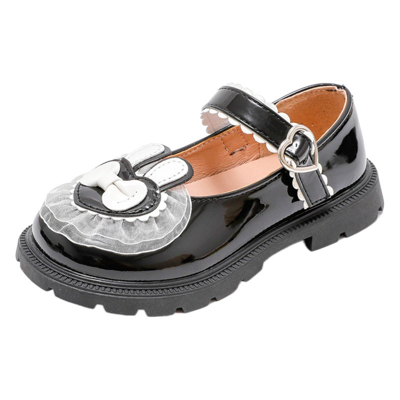 Обувь принцессы кожаная обувь для девочек 2023 весна и осень новые детские туфли Лолиты для маленьких девочек фасоль в западном стиле оптом