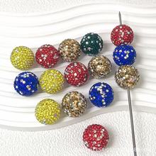 20MM时尚款香巴拉彩色软陶泥钻球直孔满钻DIY手机链包包饰品配件