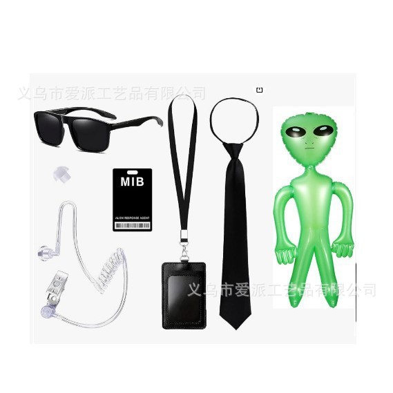 外星人特工欧美婚礼男孩秘密特工服饰装扮墨镜耳塞工作证耳塞|undefined