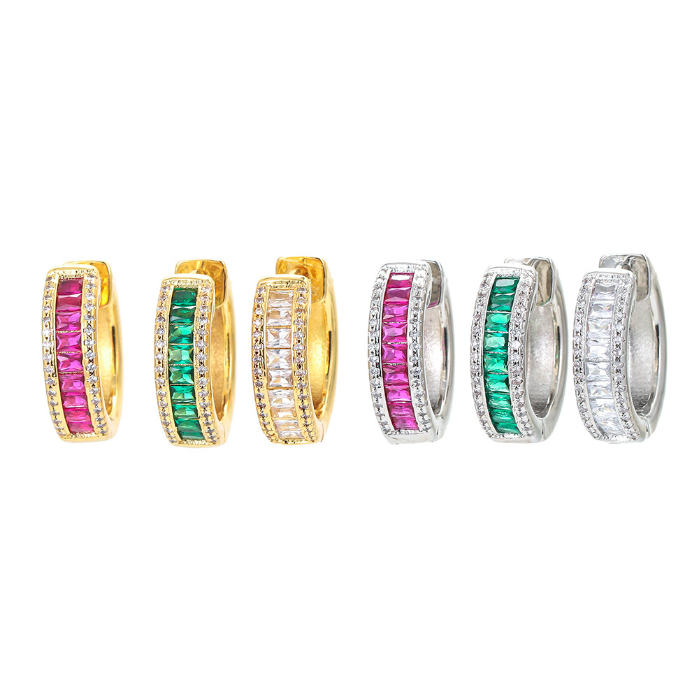 8g Weight Zircon Inlay Material Nihaojewelry Wholesale Jewelry Fashion Color Zircon Copper Earrings