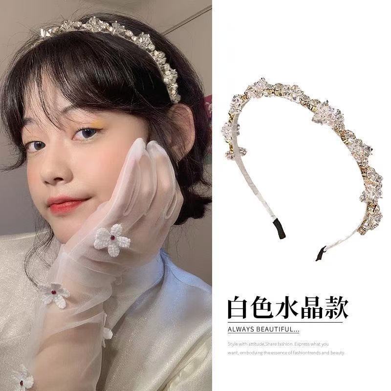 超仙水晶皓石金属高级感发箍法式复古网红2025新款生日头箍女发饰|undefined