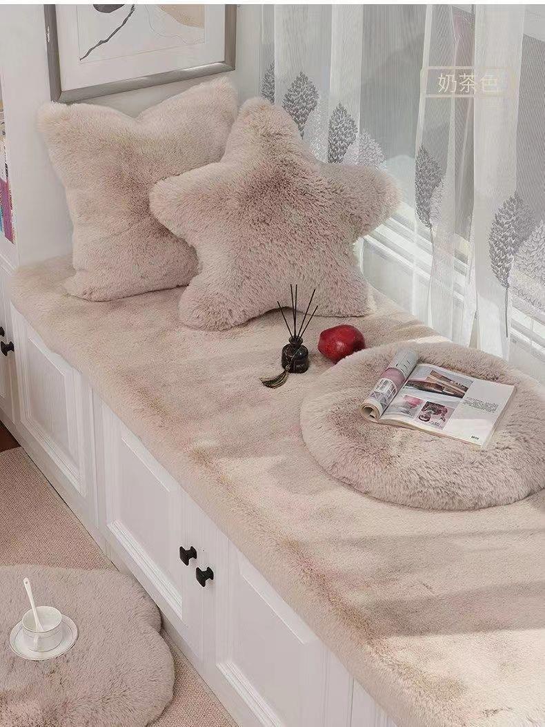 Carpet Door Mat Can Be Cut, Wabi-Sabi Style Carpet, Light Luxury Floor Mat, Silent Tatami Bay Window, Double-Sided Gray-White Carpet