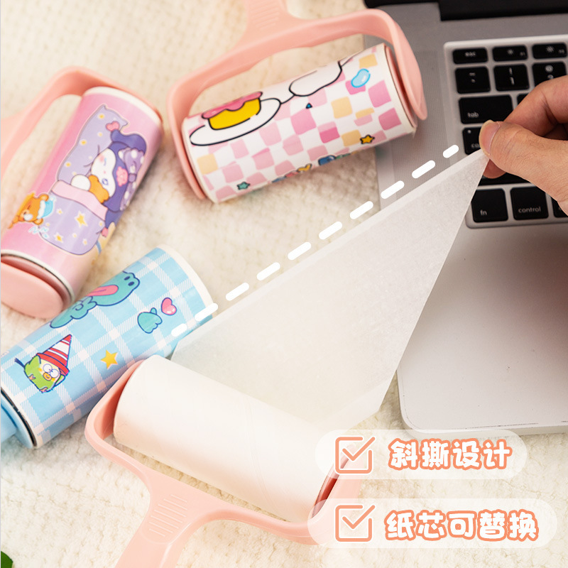 新品漫画柄粘着毛器セット替え替え付引き裂き式衣類ペット用毛掻きローラー粘着毛器|undefined