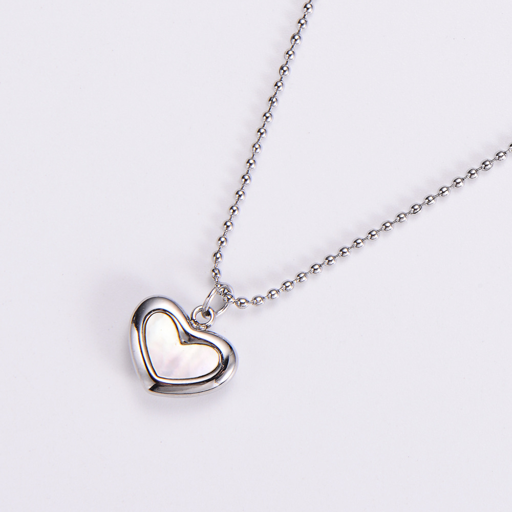 Womenu0027S Heart Stainless Steel Shell Pendant Necklace Plating Inlay Stainless Steel Necklaces