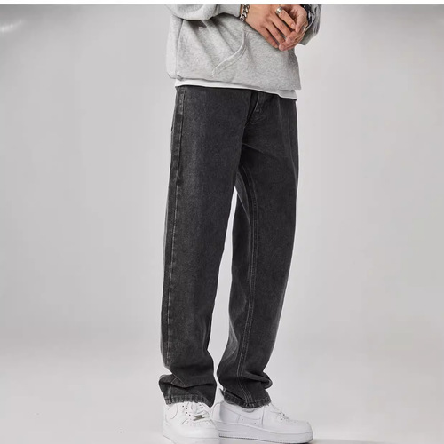 Urban Style Men's Autumn/Winter 2024 New Arrival Personality Solid Color Jeans Hip-Hop Instagram Trendy High Street Fashion Cool and Slightly Aggressive Trousers