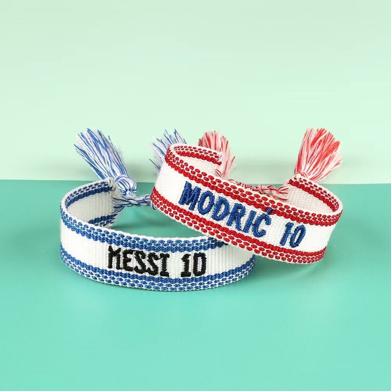 1 World Cup Friendship Bracelet Braided Tassel Bracelet Fan Fan Support Jewelry Letter Embroidery Ronaldo