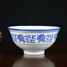 景德镇产青花釉下彩老式怀旧家用米饭碗 陶瓷老款瓷碗 复古传统碗