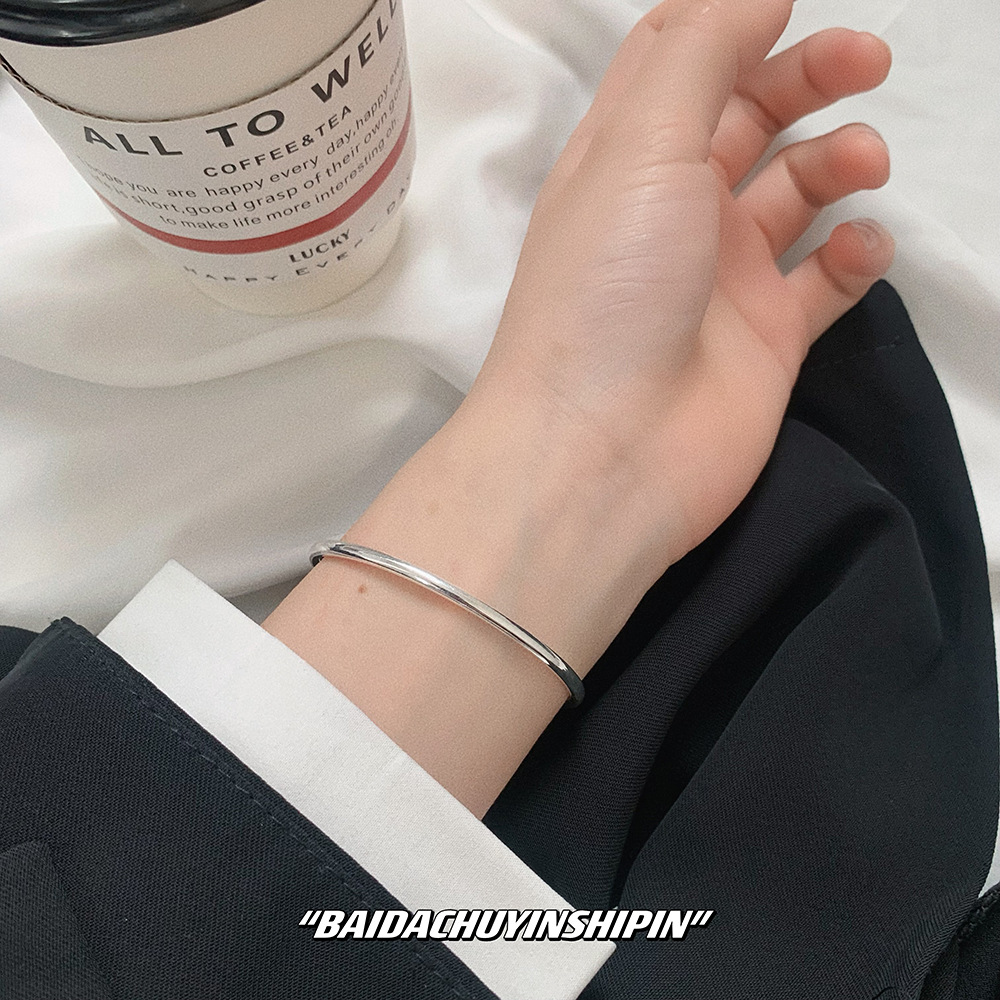 INS nicho estilo simple joyería s925 plata esterlina anillo liso tornillo pulsera elegante personalidad moda ronda pulsera de cuentas para las mujeres