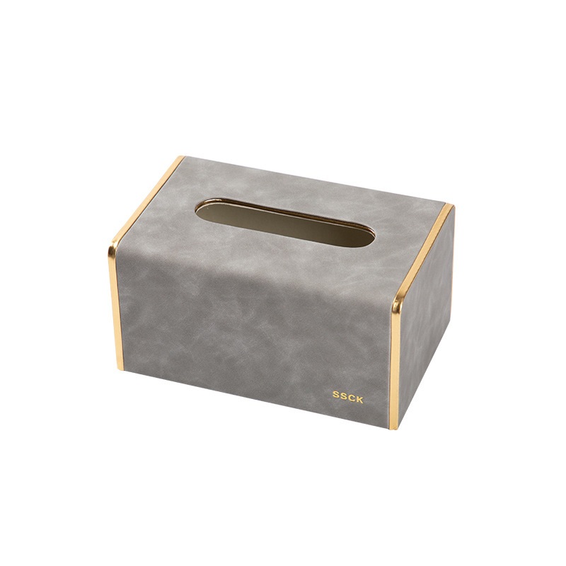 Caja de tejido de cuero del hogar Luz de lujo sala de estar Hotel comercial multi-función caja de tejido impresión caja de almacenamiento de control remoto