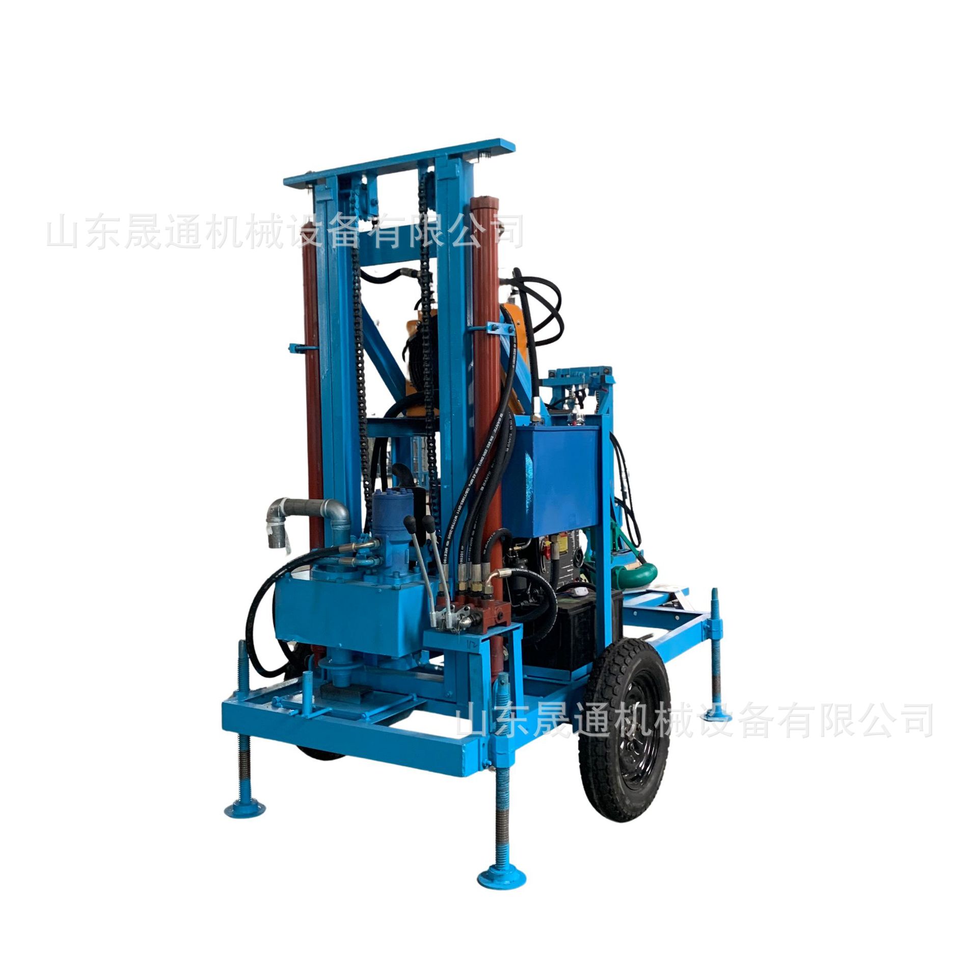 35HP150米水井钻机小型柴油液压轮胎牵引式打井机100米钻井机厂家