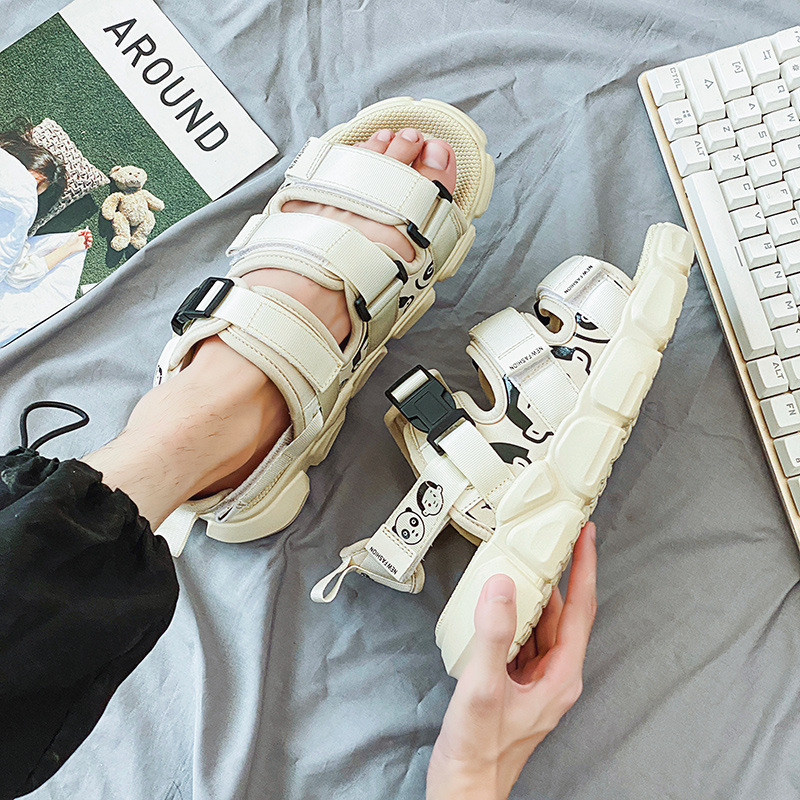 Jinjiang sandalias de explosión adhesivas frías sandalias de verano para hombres, antideslizantes y desodorantes, sandalias y zapatillas de playa de plataforma deportiva