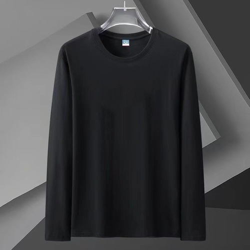 Men's Spring and Autumn Loose Fit Large Size Plain Color Casual Long Sleeve T-Shirt with 6 Colors, Crew Neck Hoodie T-Shirt at Factory Price