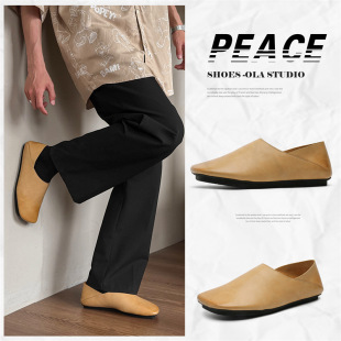 2025 Spring New Style Baotou Half Slippers for Outer Wear Flats-Soled Slip-On Mules 14712-24712 Yellow-X