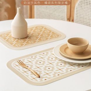 Table Mat Ins Style Leather Placemat Western Placemat Waterproof Oil-proof Heat Insulation Mat Anti-scalding Placemat Bowl Mat Pot Mat Non-slip