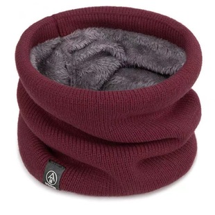 2023 autumn and winter knitted scarf mask dual-use men's and women's warm riding fleece-lined thickened cervical support headgear factory pin