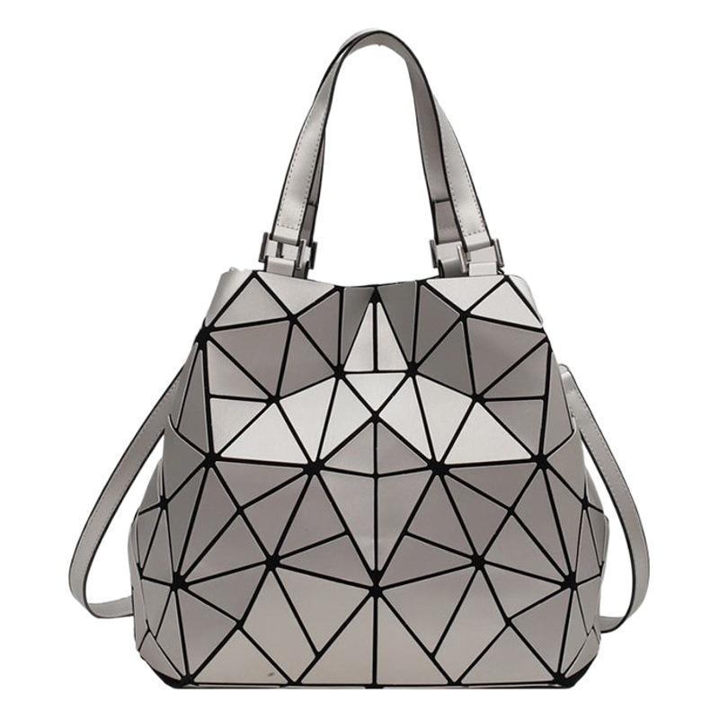 Bolso de mujer 2021 Nuevo bolso de mensajero de hombro de moda de estilo coreano color sólido bolso de patrón geométrico bolso de cubo plegable