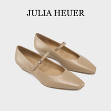 Julia Heuer朱莉亚赫尔 羊皮革时髦尖头一字带坡跟单鞋V口玛丽珍