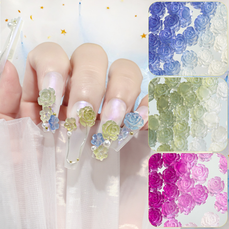 Uña de brillo camellia accesorios de uñas decoración de uñas joyas de flores en joyas de uñas