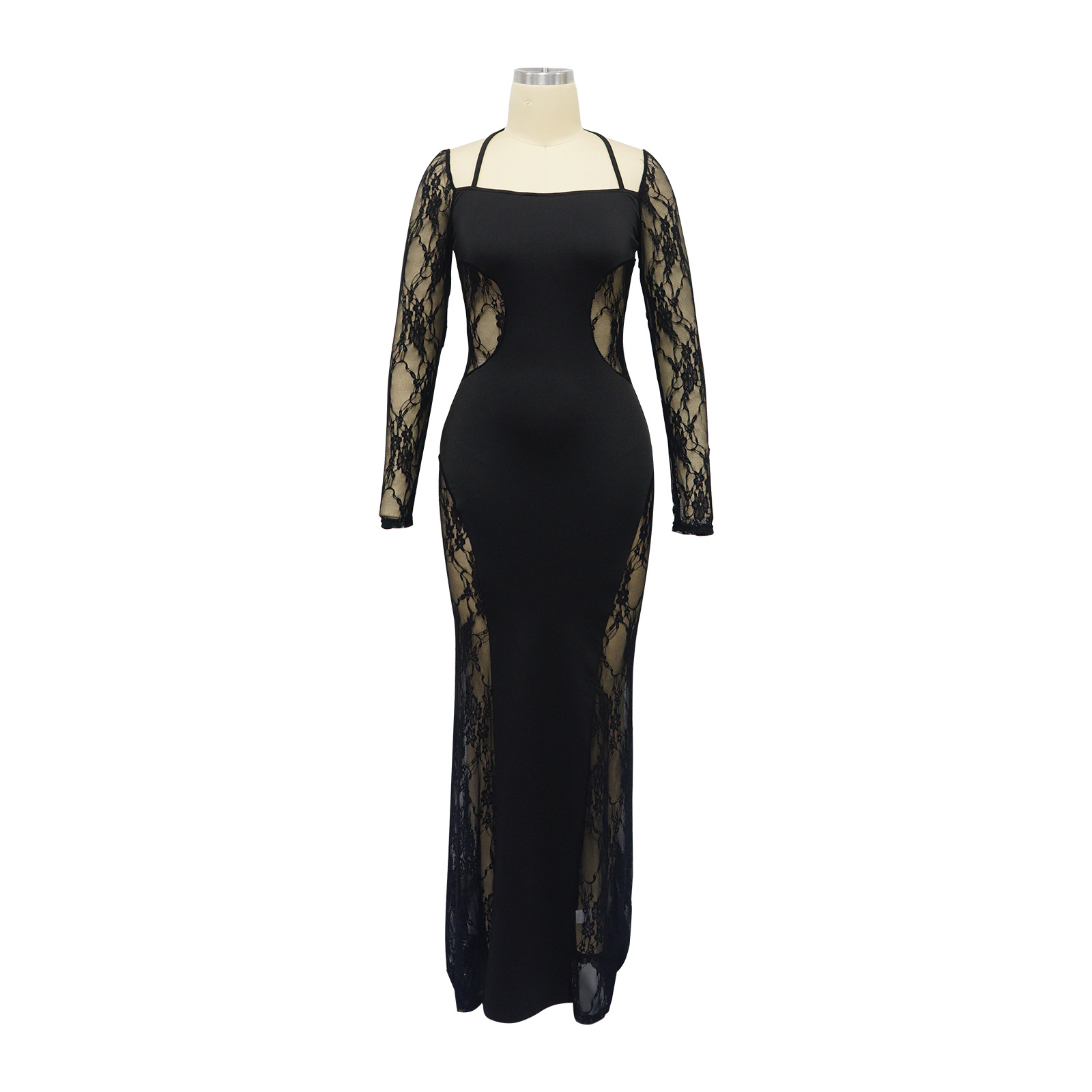 Elegant Women's Lace Splicing Evening Dress For Special Occasions_voghion.com