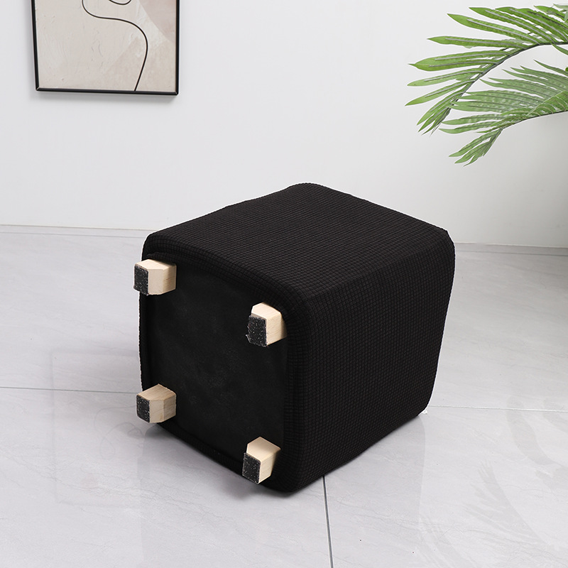 Grenzüberschreitender elastischer wasserdichter Waffelmais-Quadrat-Hocker-Bezug Staubschutz Haus Sofa All-Inclusive niedriger Hocker-Überzug