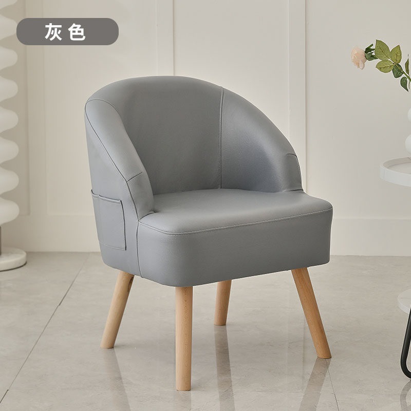 Sofá de ocio de madera sólida silla de respaldo de dormitorio pequeño balcón tela económica perezosa