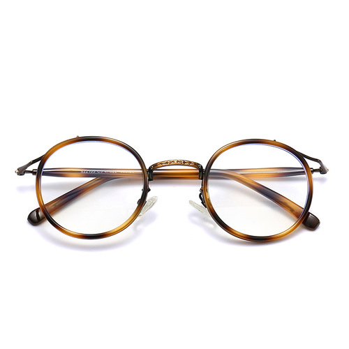 New Fashion Trend Retro Japanese Round Frame Glasses for Men and Women TR90 Transparent Bare Skin Anti-Blue Light Eyeglass Frame