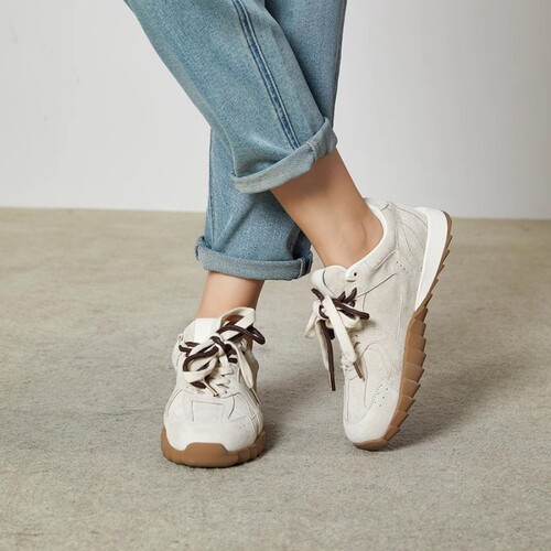 2024 Spring New Flat Retro Sports Casual Agan Slow Running Shoes Lightweight Versatile Soft Sole Military Style Women's Single Shoes