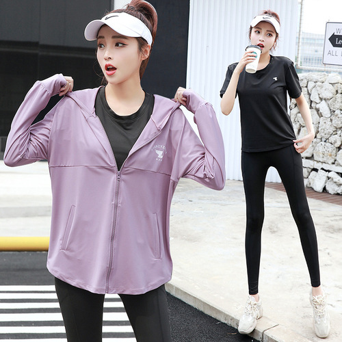 Women's Loose and Comfortable Sportswear Set with Zipper Hooded Quick-Dry Top, Flab-Hiding Large Size Fat Girl Yoga Clothes